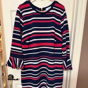 Draper James x ELOQUII Striped Zip-Front Dress | Bell Sleeves